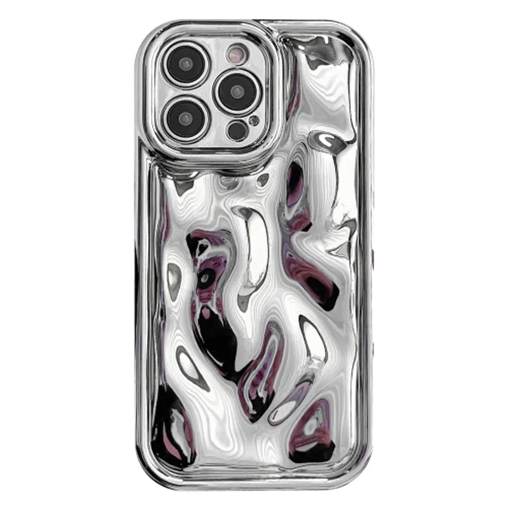 For iPhone 15 Pro Max Case Anti-scratch Electroplated Meteorite Texture TPU Phone Cover - Silver - 1