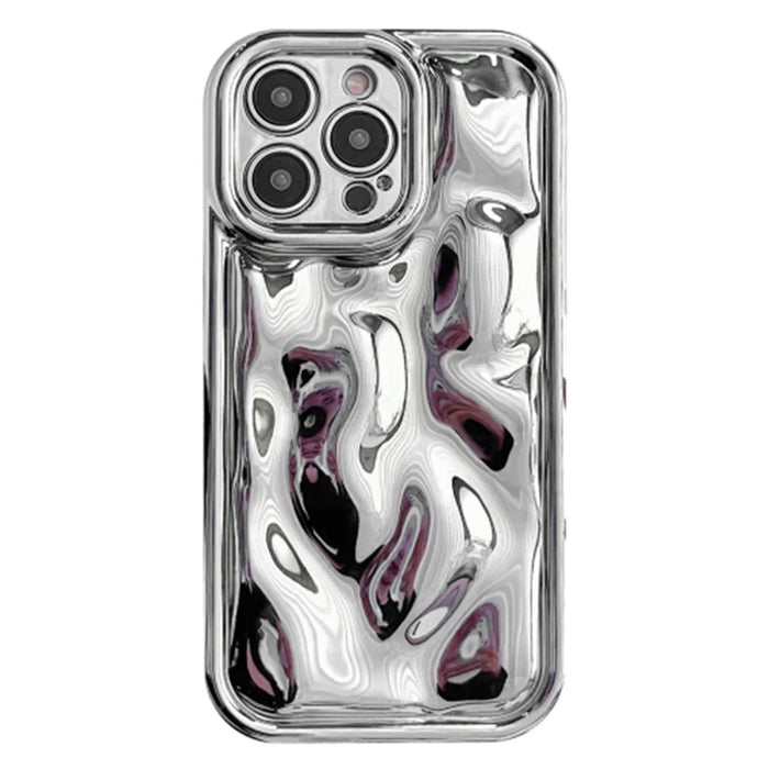 For iPhone 15 Pro Max Case Anti-scratch Electroplated Meteorite Texture TPU Phone Cover - Silver - 1