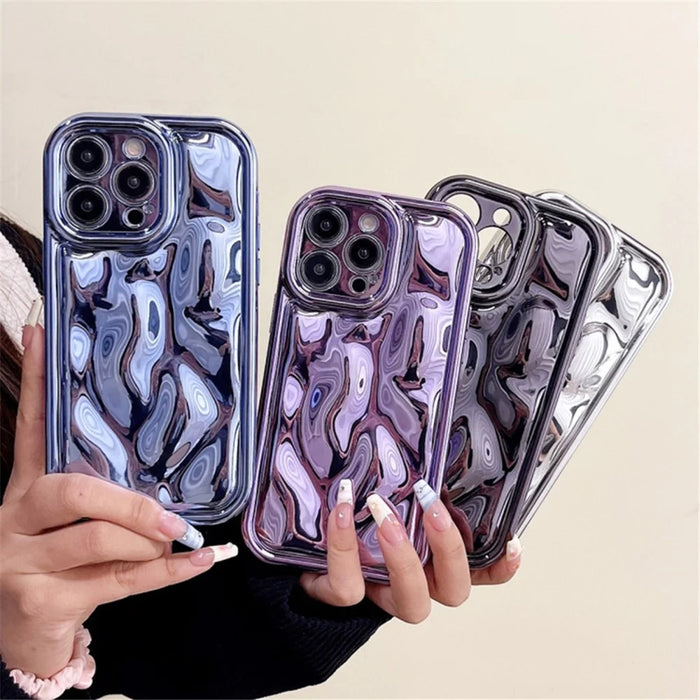 For iPhone 15 Pro Max Case Anti-scratch Electroplated Meteorite Texture TPU Phone Cover - Silver - 5