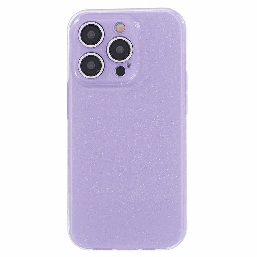 For iPhone 15 Pro Case Glitter Powder Soft TPU Anti-fall Cellphone Cover - Purple - 1