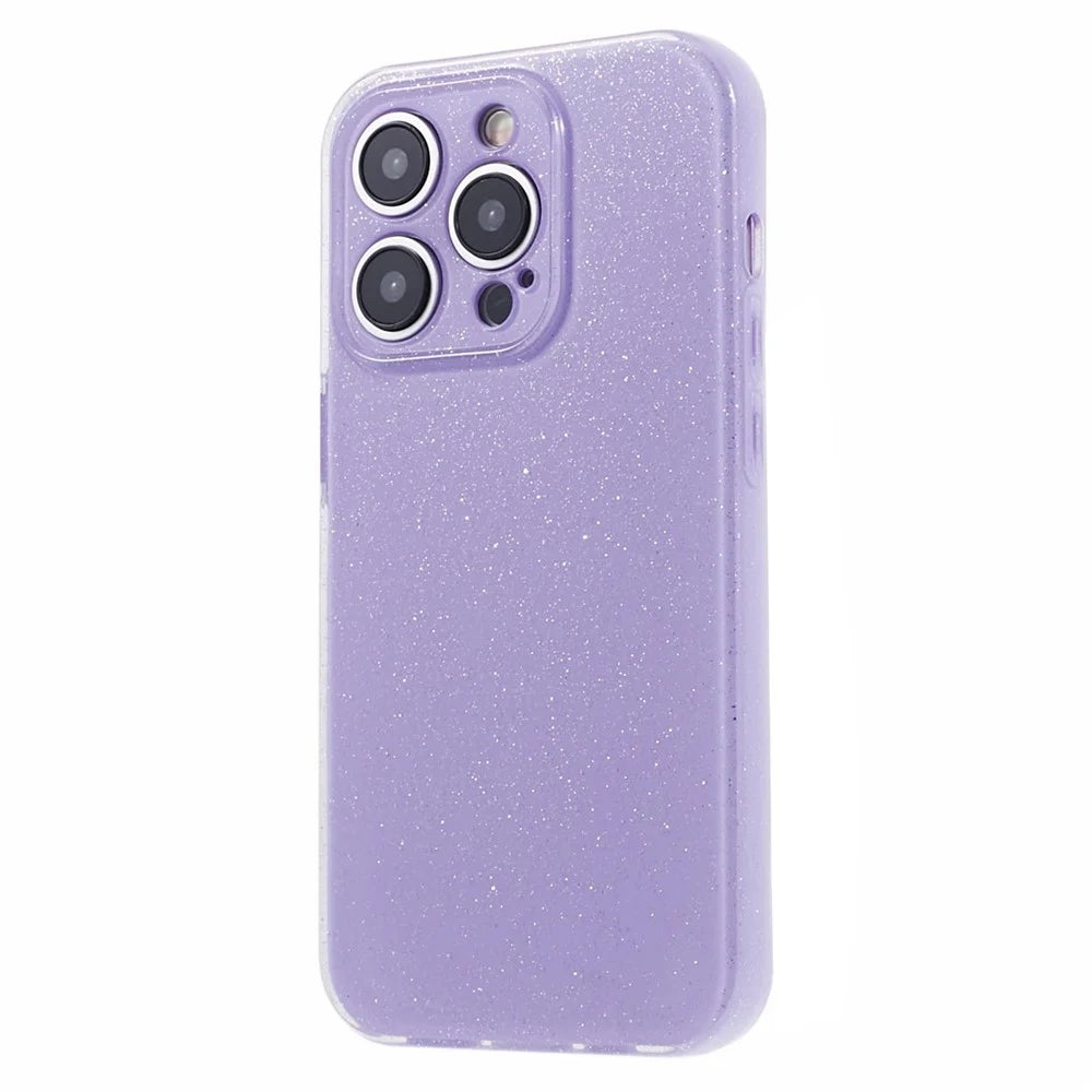 For iPhone 15 Pro Case Glitter Powder Soft TPU Anti-fall Cellphone Cover - Purple - 3