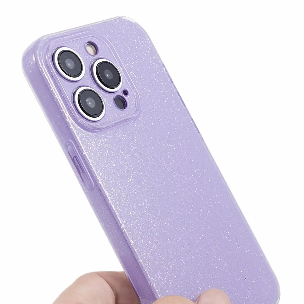For iPhone 15 Pro Case Glitter Powder Soft TPU Anti-fall Cellphone Cover - Purple - 6