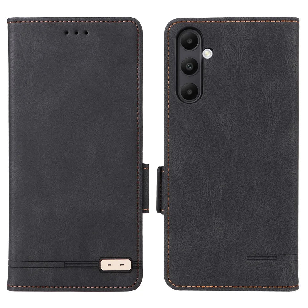 For Samsung Galaxy A05s 4G Case Hardware Decor PU Leather Phone Cover - Black - 1