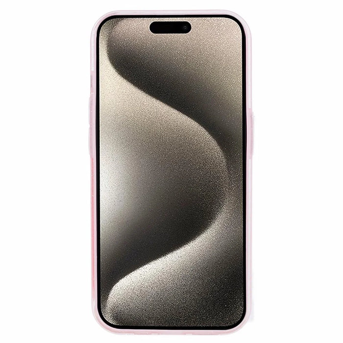 For iPhone 15 Pro Max Case Wristband Glittery TPU Cover with Kickstand - Pink - 2