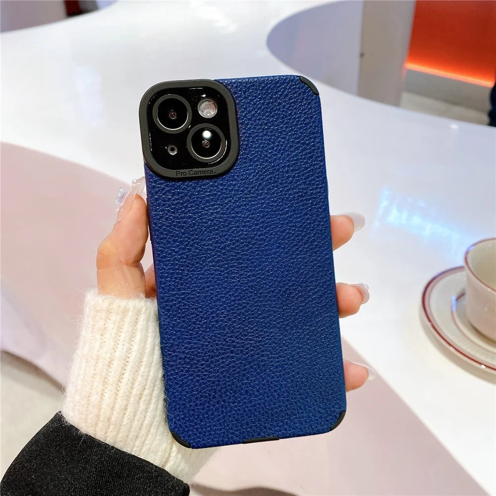 For iPhone 13 Case Anti-Scratch PU Leather + TPU Phone Back Cover - Blue - 3