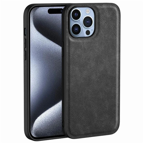 Phone Cover for iPhone 15 Pro Max Case PU Leather Coated TPU+PC Smartphone Shell - Black - 1