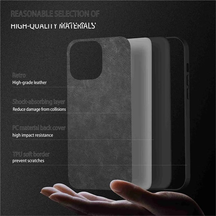 Phone Cover for iPhone 15 Pro Max Case PU Leather Coated TPU+PC Smartphone Shell - Black - 4