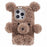 For iPhone 15 Pro 3D Bear Furry Plush Case Soft TPU Winter Warm Protective Phone Cover - Brown - 1