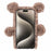 For iPhone 15 Pro 3D Bear Furry Plush Case Soft TPU Winter Warm Protective Phone Cover - Brown - 2