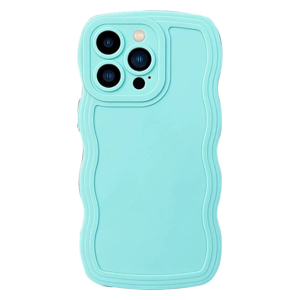 Anti-Scratch Cover for iPhone 15 Pro Max Case Wave Shape Edge Phone Protector - Blue - 1