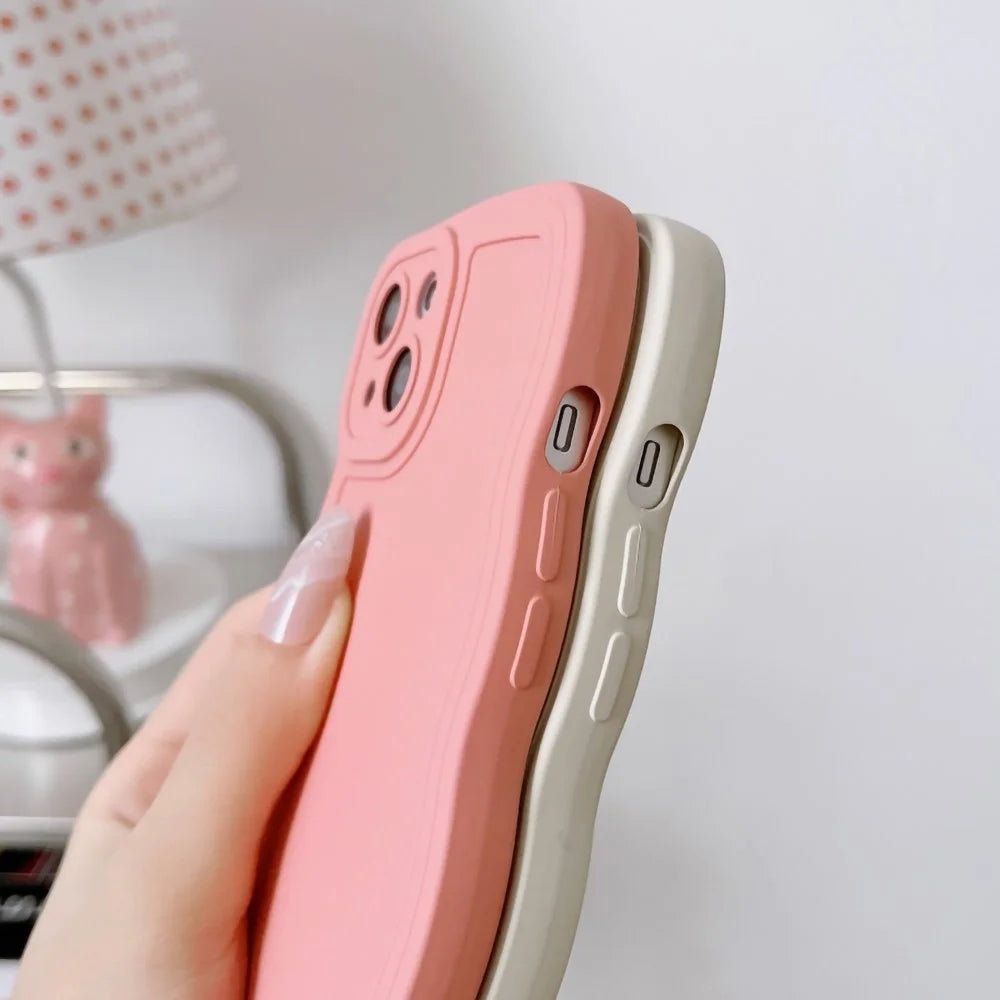 For iPhone 15 Case Slim-Fit Wave Shape Edge TPU Phone Cover - Pink - 2