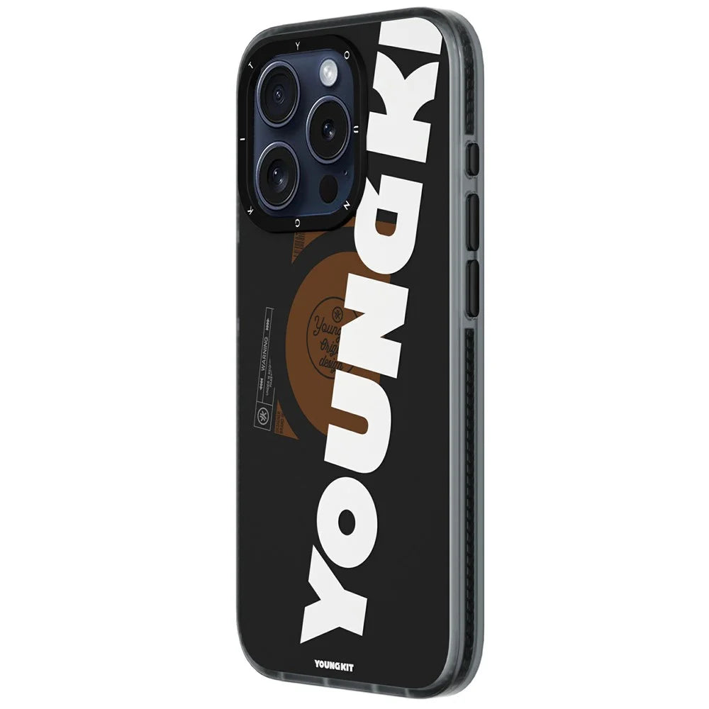 YOUNGKIT For iPhone 15 Pro Max Case Compatible with MagSafe Anti-Drop TPU IMD Phone Shell - Black - 1