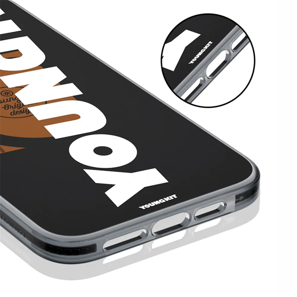 YOUNGKIT For iPhone 15 Pro Max Case Compatible with MagSafe Anti-Drop TPU IMD Phone Shell - Black - 6