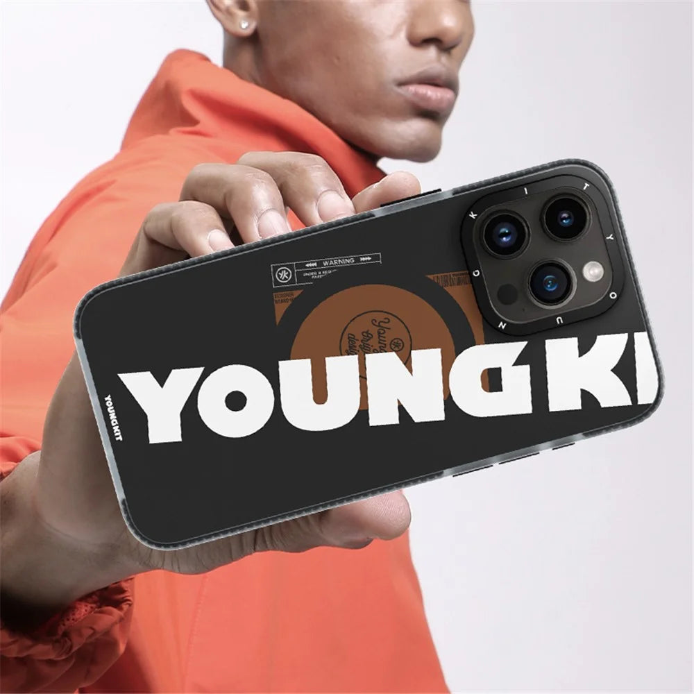 YOUNGKIT For iPhone 15 Pro Max Case Compatible with MagSafe Anti-Drop TPU IMD Phone Shell - Black - 7