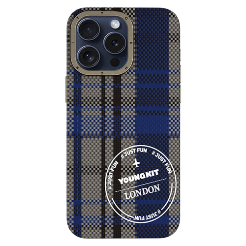 YOUNGKIT For iPhone 15 Pro Max Case Compatible with MagSafe 600D Aramid Fiber Phone Case - Blue - 1