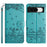 For Google Pixel 8 Cover Leather Stand Wallet Wall Cats Imprinted Phone Case with Strap - Blue - 1