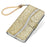 For iPhone 15 Plus Cell Phone Case PU Leather Wallet Stand Glitter Splicing Cover with Strap - Gold - 4