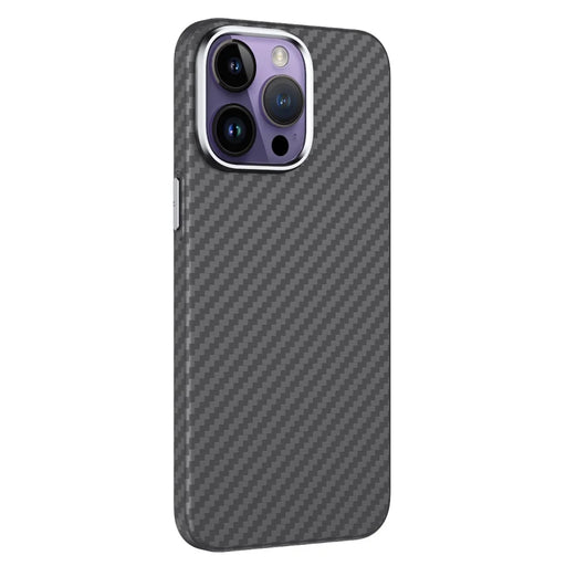 GKK For iPhone 14 Pro Case Carbon Fiber Texture Magnetic Phone Cover - Grey - 1