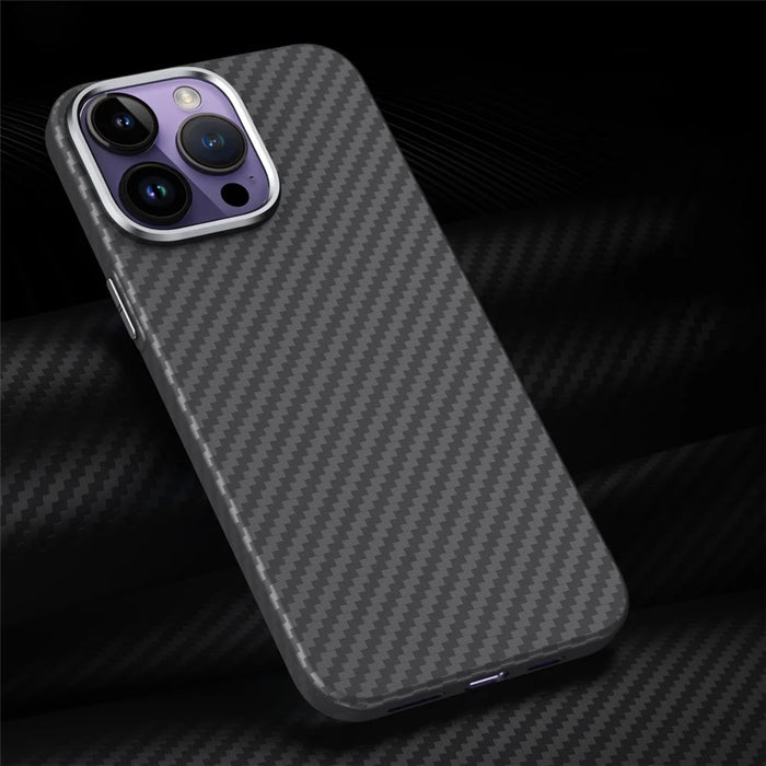 GKK For iPhone 14 Pro Case Carbon Fiber Texture Magnetic Phone Cover - Grey - 2