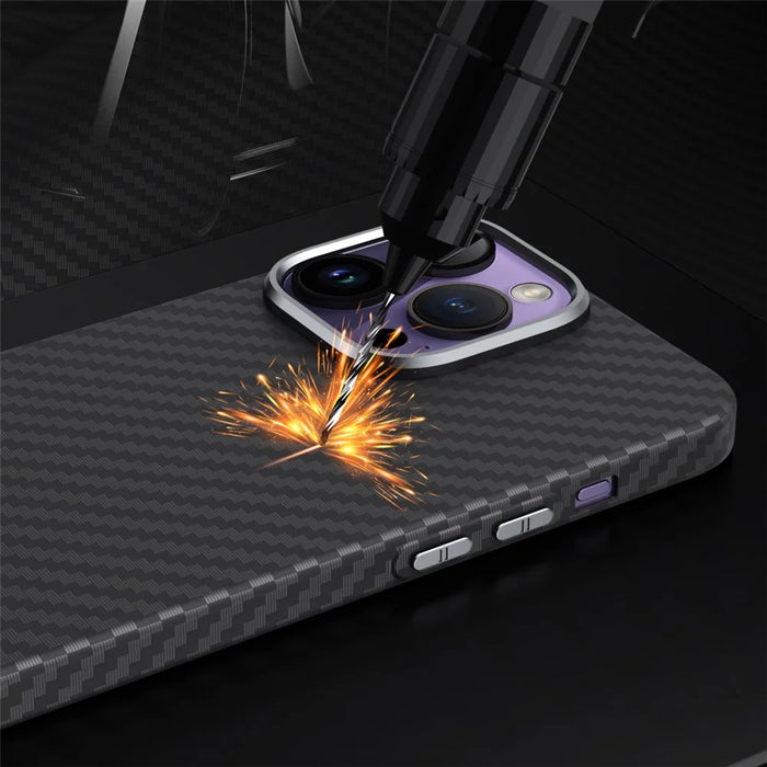 GKK For iPhone 14 Pro Case Carbon Fiber Texture Magnetic Phone Cover - Grey - 7