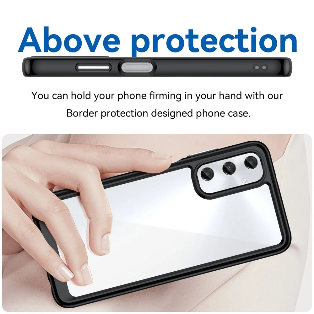 For Samsung Galaxy A05s 4G Case TPU + Acrylic Shock Absorbing Phone Back Cover - Black - 4