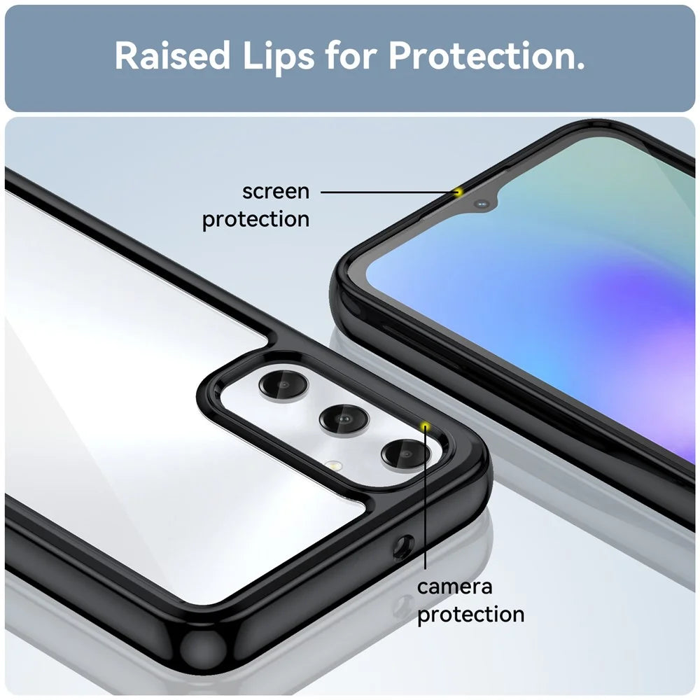 For Samsung Galaxy A05s 4G Case TPU + Acrylic Shock Absorbing Phone Back Cover - Black - 6