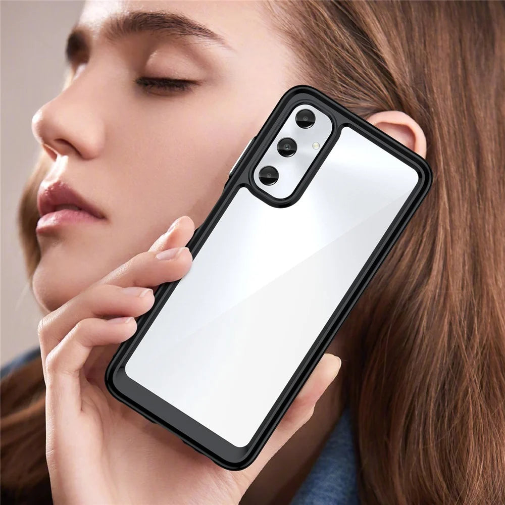 For Samsung Galaxy A05s 4G Case TPU + Acrylic Shock Absorbing Phone Back Cover - Black - 7