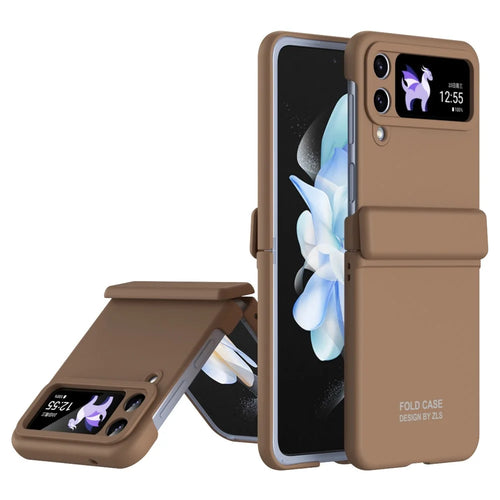 For Samsung Galaxy Z Flip4 5G Case Hard PC Anti-Fall Phone Cover - Brown - 1