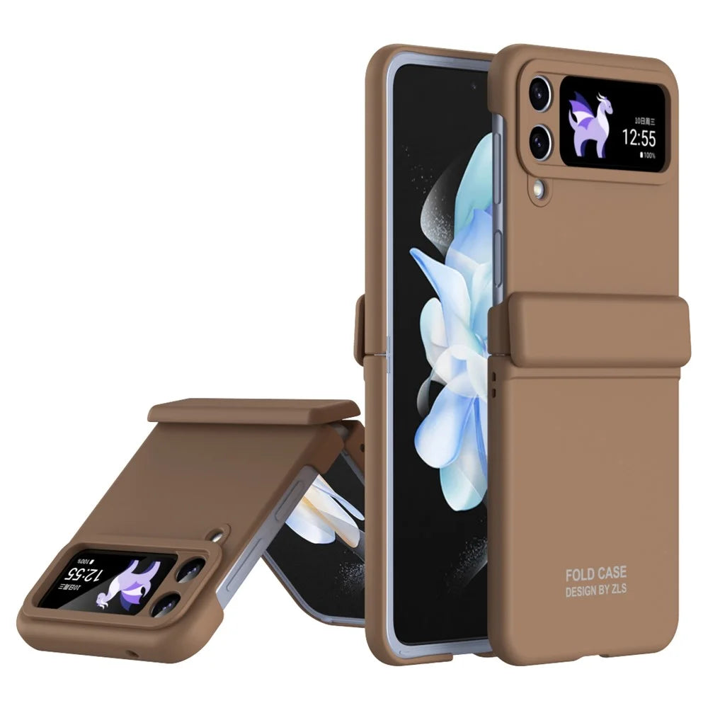 For Samsung Galaxy Z Flip4 5G Case Hard PC Anti-Fall Phone Cover - Brown - 1