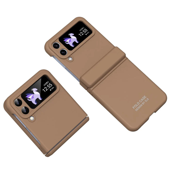 For Samsung Galaxy Z Flip4 5G Case Hard PC Anti-Fall Phone Cover - Brown - 2