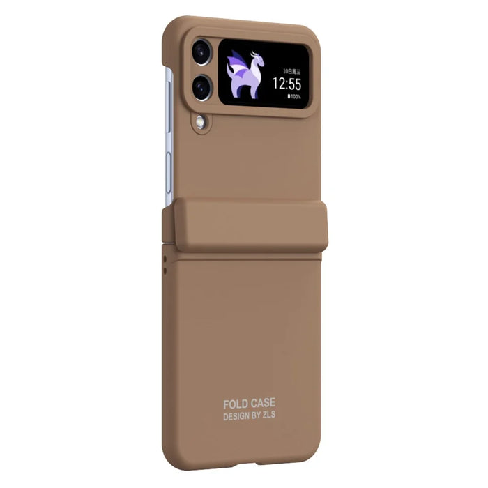 For Samsung Galaxy Z Flip4 5G Case Hard PC Anti-Fall Phone Cover - Brown - 3