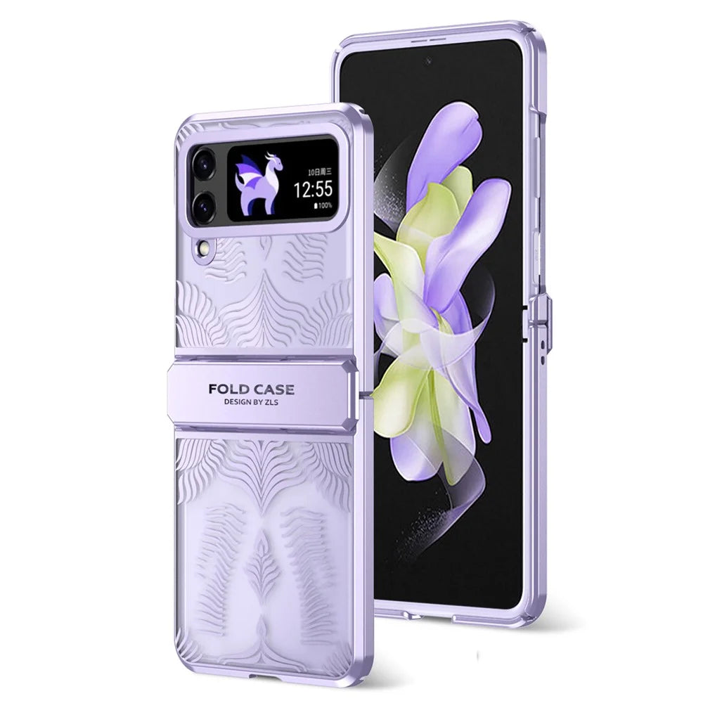 For Samsung Galaxy Z Flip3 5G Case Wing Frame Design Anti-Drop PC Phone Cover - Purple - 1