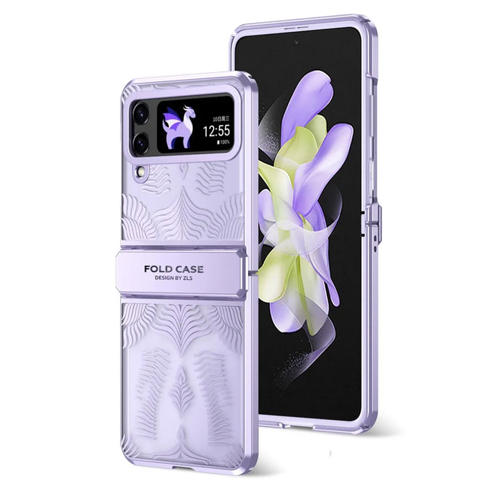 For Samsung Galaxy Z Flip3 5G Case Wing Frame Design Anti-Drop PC Phone Cover - Purple - 1