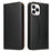 FIERRE SHANN For iPhone 15 Pro Case Magnetic Auto Closing PU Leather Phone Cover - Black - 1