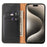 FIERRE SHANN For iPhone 15 Pro Case Magnetic Auto Closing PU Leather Phone Cover - Black - 2