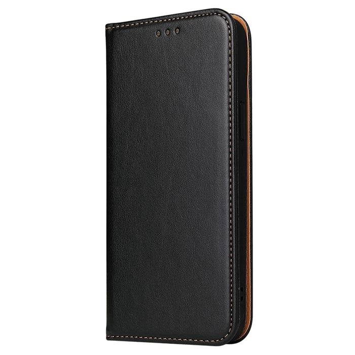 FIERRE SHANN For iPhone 15 Pro Case Magnetic Auto Closing PU Leather Phone Cover - Black - 6