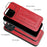 FIERRE SHANN For iPhone 15 Pro Max Card Holder Case PU Leather+TPU+PC Kickstand Phone Cover - Red - 2
