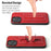 FIERRE SHANN For iPhone 15 Pro Max Card Holder Case PU Leather+TPU+PC Kickstand Phone Cover - Red - 5