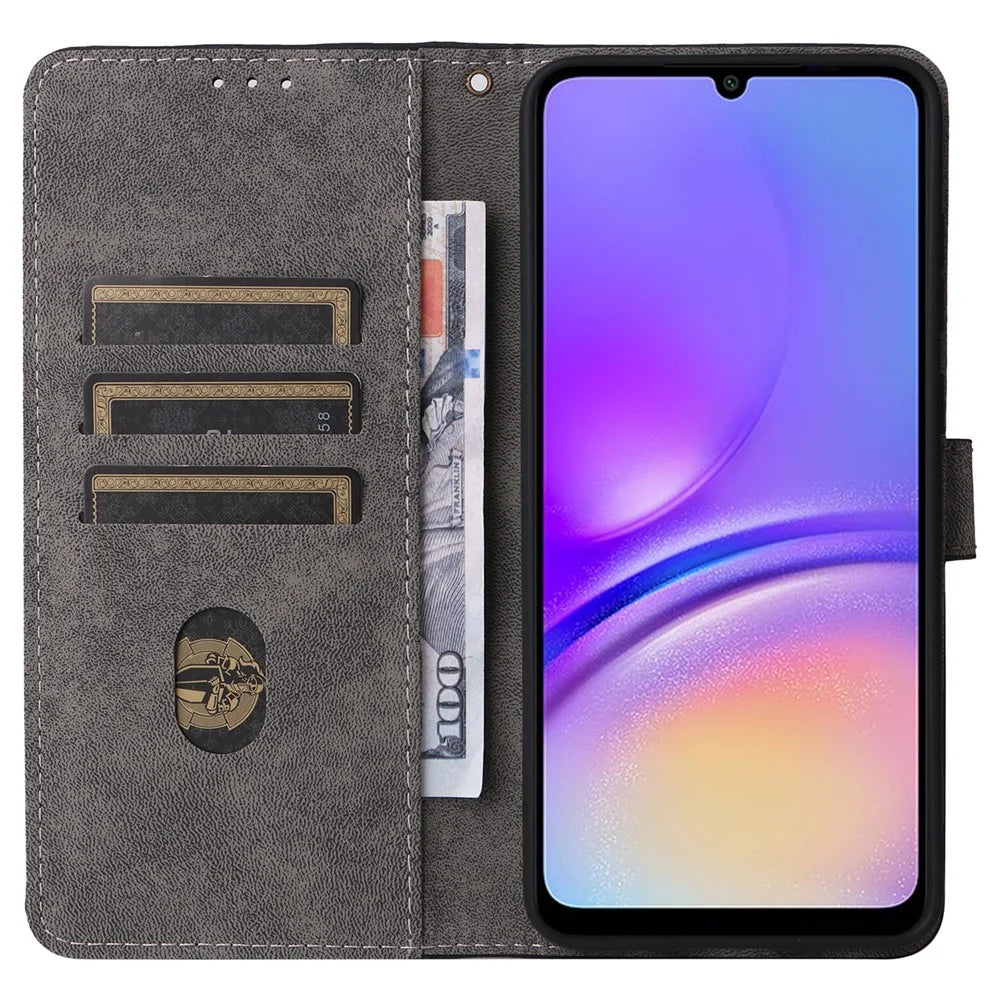 For Samsung Galaxy A05 4G Case PU Leather RFID Blocking Cover with Strap - Blue - 2