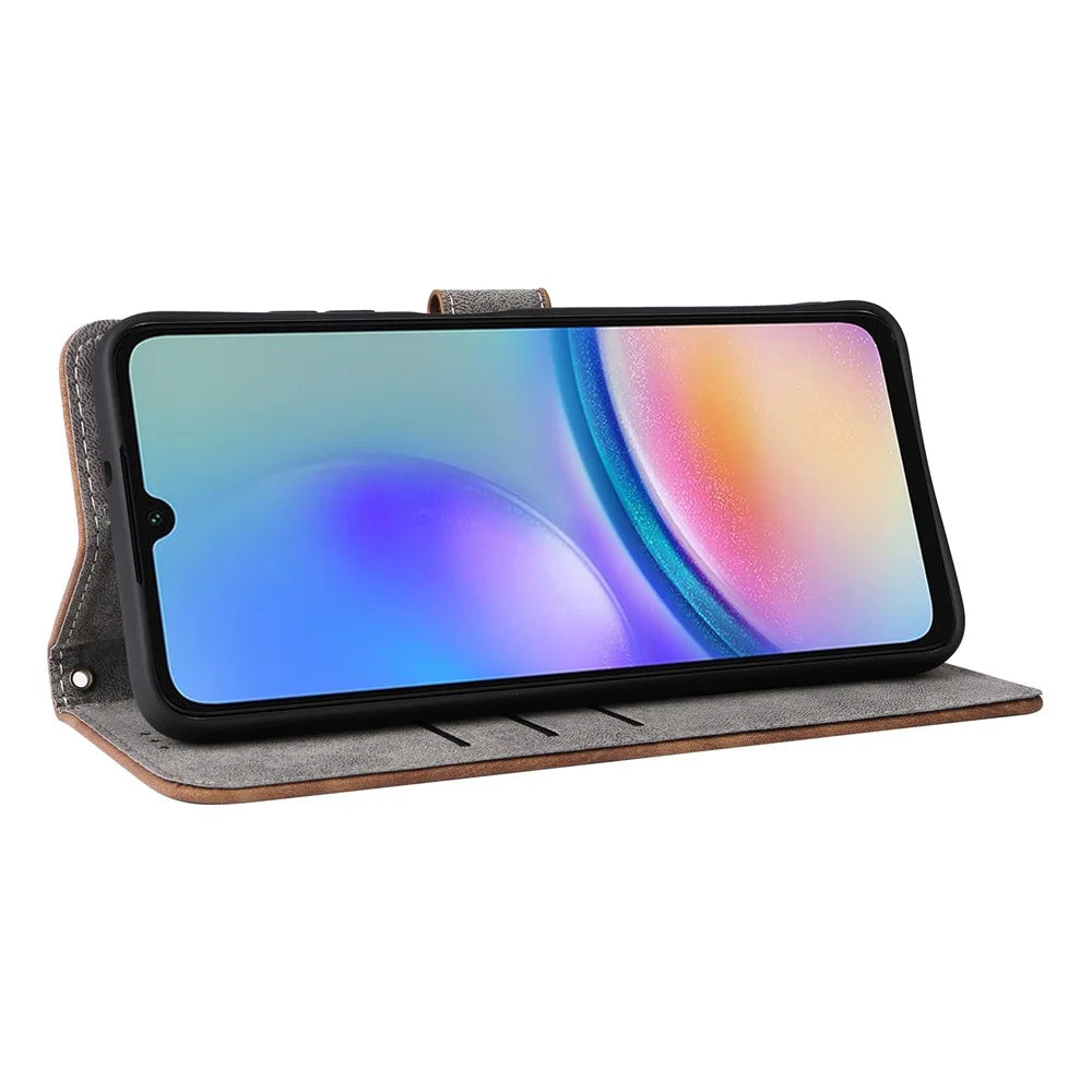 For Samsung Galaxy A05s 4G / M14 4G Case Wallet RFID Blocking Phone Leather Cover with Strap - Brown - 3