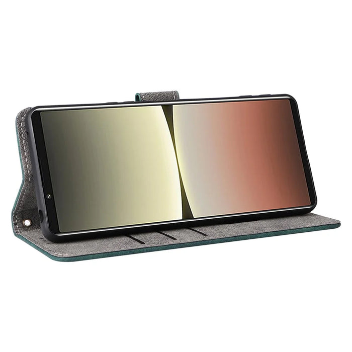 For Sony Xperia 5 IV 5G Case PU Leather Stand Phone Cover RFID Blocking Wallet with Strap - Green - 3