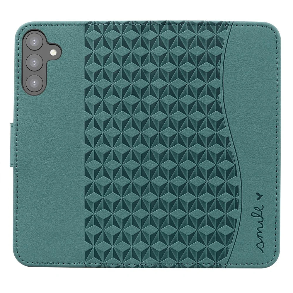 For Samsung Galaxy S23 FE Case Rhombus Imprinted Business Leather Wallet Phone Cover - Green - 5