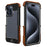 R-JUST For iPhone 15 Pro Max Phone Case Dropproof Wood + Aluminum Alloy Bumper Frame Cover - 1