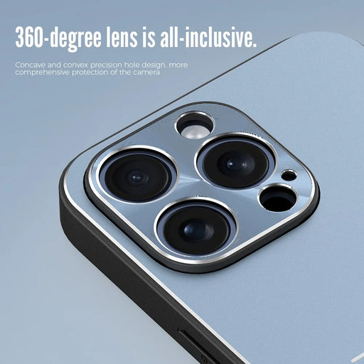 R-JUST RJ-52 for iPhone 15 Pro Anti-Fall Case Three-line Aluminum Alloy + TPU Phone Cover - Black - 2