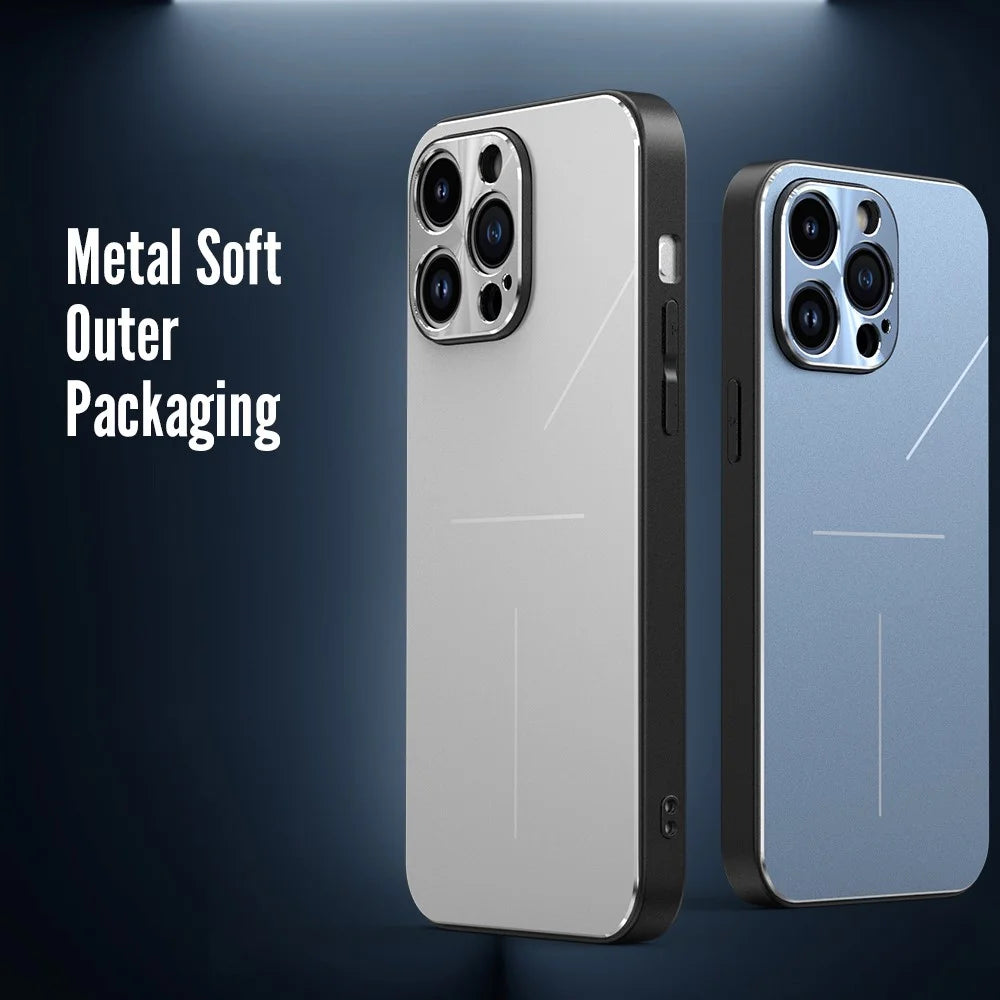 R-JUST RJ-52 for iPhone 15 Pro Anti-Fall Case Three-line Aluminum Alloy + TPU Phone Cover - Black - 3