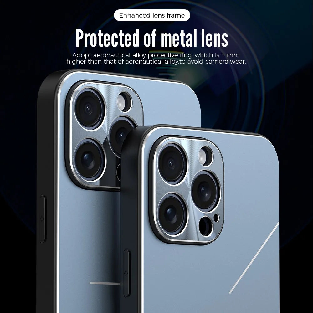 R-JUST RJ-52 for iPhone 15 Pro Anti-Fall Case Three-line Aluminum Alloy + TPU Phone Cover - Black - 5