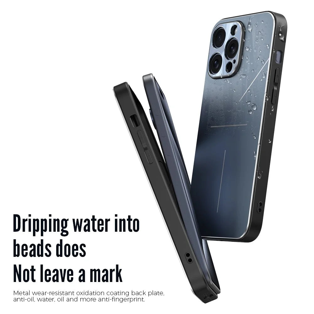 R-JUST RJ-52 for iPhone 15 Pro Anti-Fall Case Three-line Aluminum Alloy + TPU Phone Cover - Black - 6