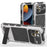 R-JUST For iPhone 15 Plus Case Shockproof Silicone+Metal Phone Cover with Screen Film - Silver - 1