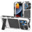 R-JUST For iPhone 15 Pro Max Case Silicone+Metal Anti-drop Phone Cover with Screen Film - Silver - 1