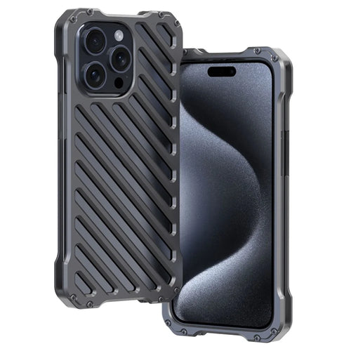 R-JUST RJ-50 For iPhone 15 Pro Case Hollow Aluminum Alloy Back Cover with Lens Protector - 1